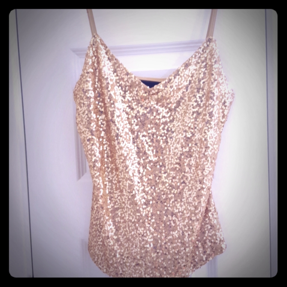Gold Sequin Spaghetti Strap Tank